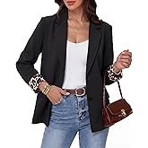 Simlakey Business Casual Blazer Womens Long Sleeve Lapel Button Down Work Blazer with Shoulder Pads 2026 Spring Suit Jacket