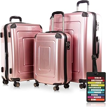 pink and rose gold suitcase