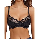 Avidlove Women's Sexy Lace Bra Mesh Balconette Underwire Unlined Everyday Bra Lingerie