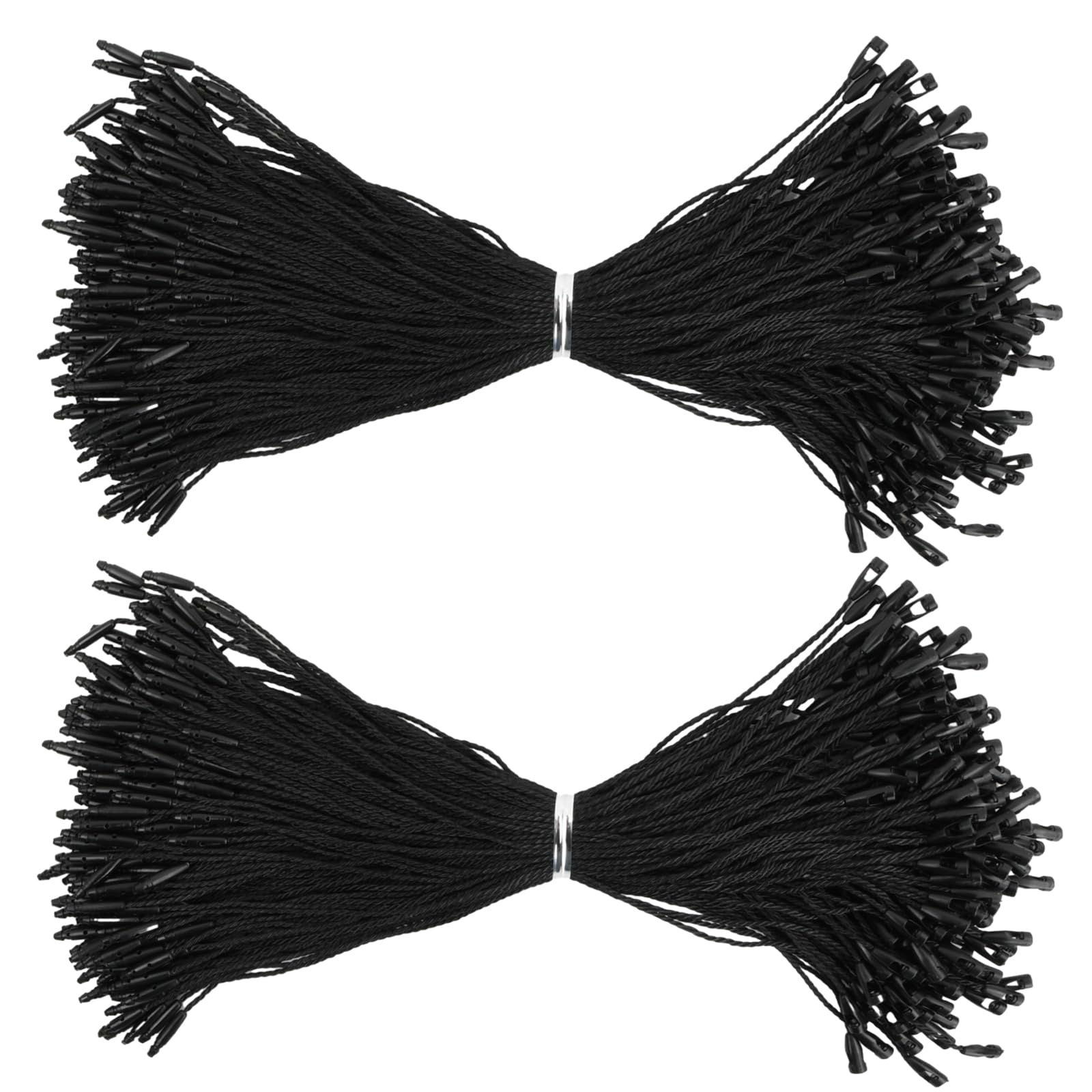 1000Pcs Clothing Hang Tag String, 7.7inch Tag Rope with Snap Lock, Price Tag Fasteners for Attaching Labels Clothes Jewelry Luggage Accessories Black 3mm Round Head, 19.5CM (Black)