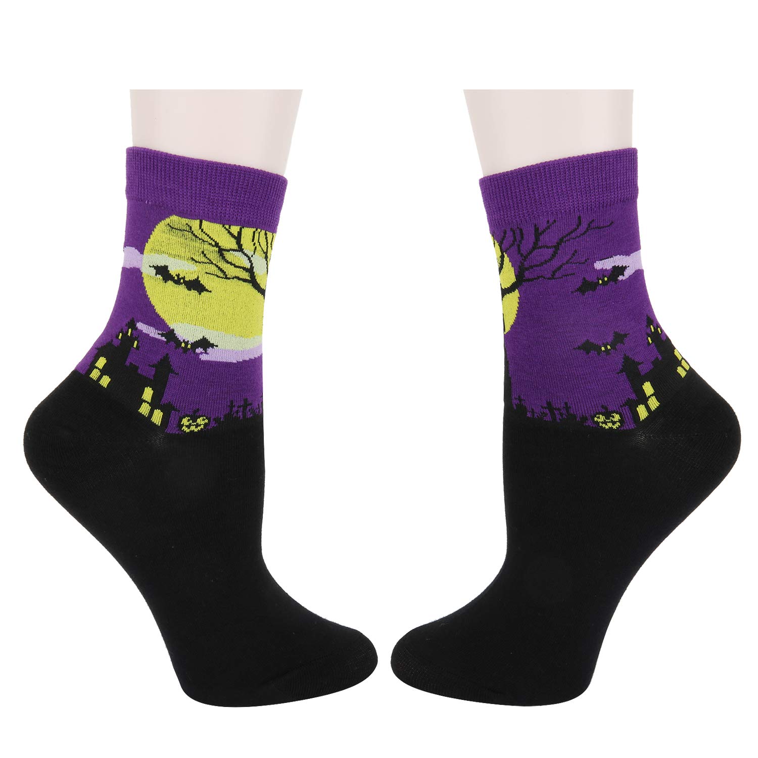 Happypop Women Ladies Girl Funny Halloween Socks Cartoon Animal Novelty Cute Socks Dog Cat Cotton Causal Crew Socks