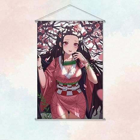 amazon co jp nijigendasuki タペストリー アニメ 鬼滅の刃 きめつのやいば 竈門 禰豆子 かまど ねずこ nezuko ポスター 掛ける絵 吊り軸 ファッション 可愛 二次元 壁掛け装飾 部屋 壁アート 誕生日プレゼント おしゃれ 萌え かわいい 90x60cm ホビー