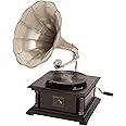 Deco 79 Mango Wood Functional Gramophone with Record, 14" x 14" x 26", Black