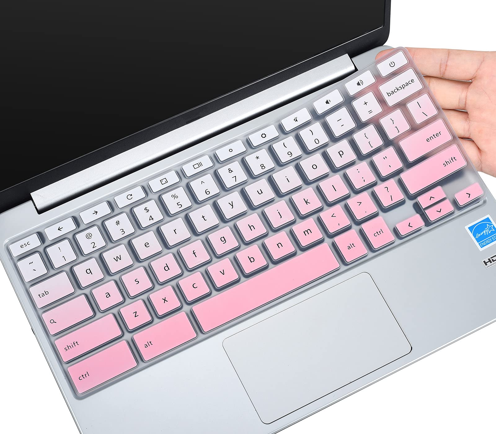 Photo 1 of Keyboard Cover for Dell Chromebook 11 3100 3110 3120 3180 3181 3189 5190 11.6 inch Chromebook/Chromebook 13 3380 13.3", Dell 11.6 Chromebook Cover Skin, Ombre Pink