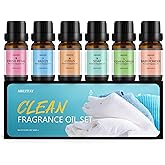 Clean Essential Oils Set - 6x10ML Fragrance Oil for Diffuser, Aromatherapy, Candle & Soap Making - Fresh Petal, Breeze, Citrus, Soap, Cedar&Cypress, Baby Powder Aromatherapy Essential Oil Kit (10mL)