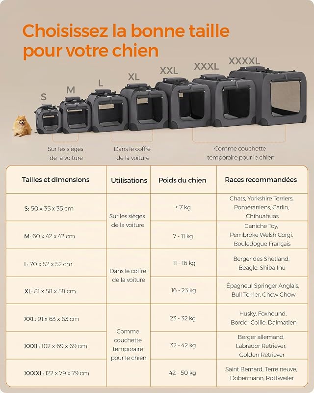 Sac Transport Chat Chien, Caisse Pliable, 70 x 52 x 52 cm