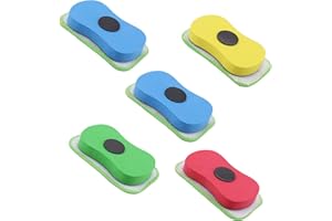 5Pcs Chalkboard Erasers, Reusable Magnetic Chalk Eraser with Washable Microfiber Cloth to Cleaning Chalk/Markers for Blackboa