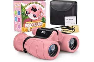 MAKINO Binoculars for Kids, Gifts for 3-12 Year Boys Girls, Compact Kids Binoculars 8x21 High-Resolution for Bird Watching, Camping, Exploration, Hiking, Hunting, Sports Events and Safari Park (Pink)