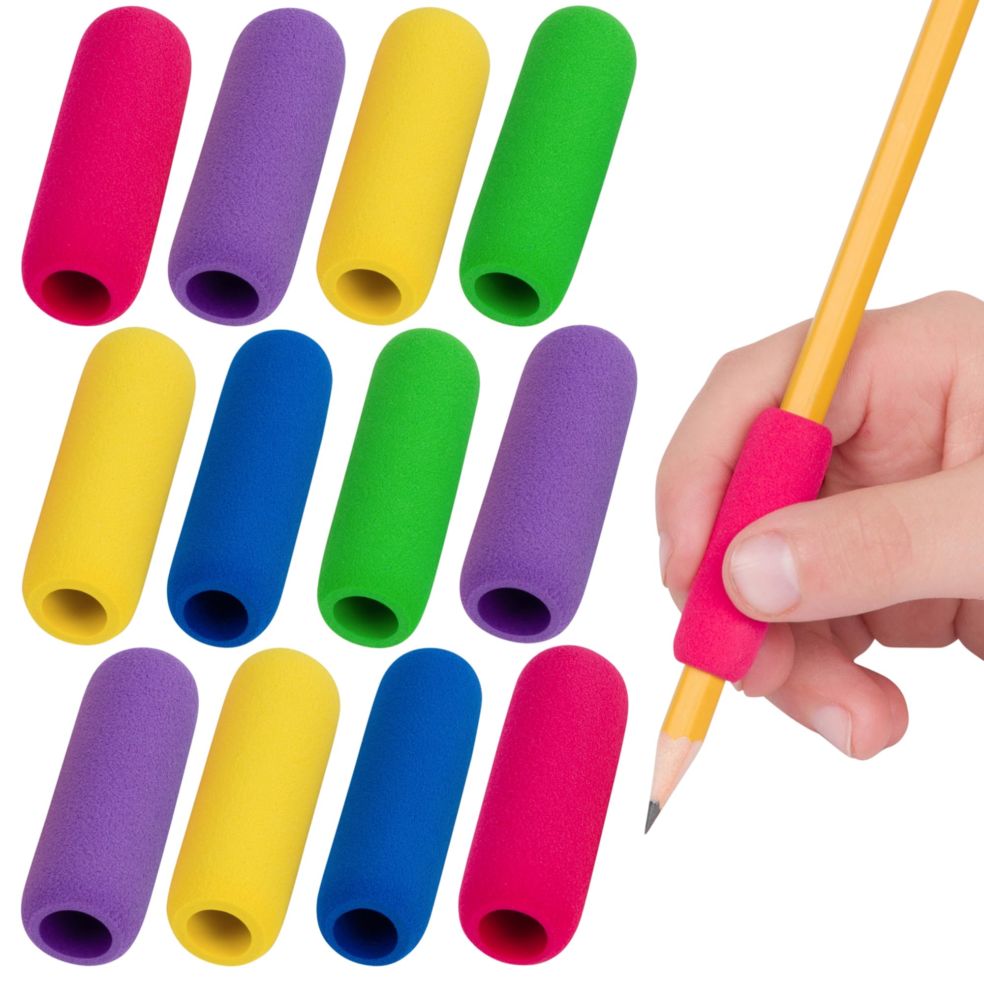 Photo 1 of The Pencil Grip The Classics Soft Foam Pencil Grips, Ergonomic Writing Aid For Lefties And Righties, 1.5 Inch Long, Assorted Colors, 12 Count - TPG-16412