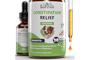WOOF 'N' PURR Constipation Relief for Dogs - Dog Constipation Relief - Dog Constipation - Dog Laxative for Constipation - Dog Laxative - Laxative for Dogs - Dog Laxative for Blockage - 1 fl oz - Bacon Flavor