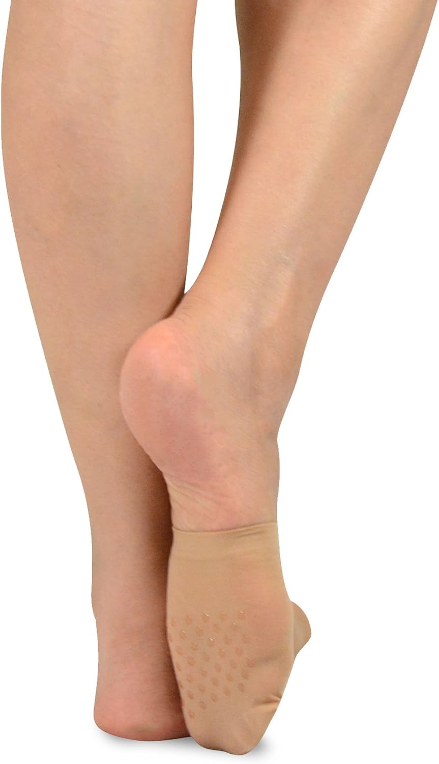 TeeHee Womens Seamless Toe Topper Liner Socks 5-Pack with Non-Skid Bottom (Pale Beige-Black) at  Women’s Clothing store