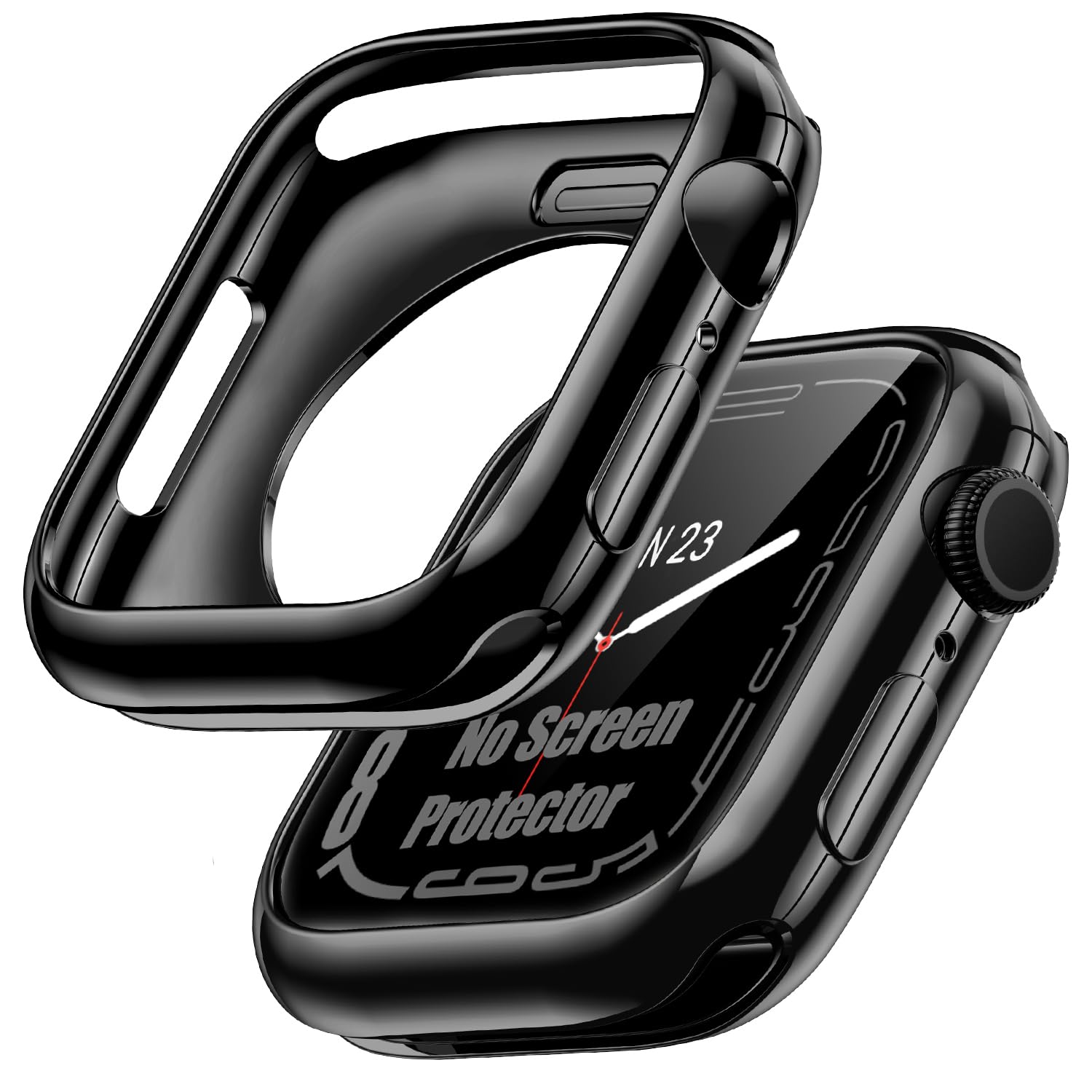 Photo 1 of [2 Pack] Goton Bumper Case for Apple Watch Series SE2 SE 6 5 4 44mm, Ultra Thin Soft TPU Shockproof Case Cover Bumper Protector for iWatch Accessories (No Screen Protector) 44mm Black+Black