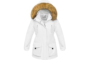 CREATMO US Girl's Sherpa Long Winter Coat Thicken Warm Parka Durable Waterproof Puffer Ski Jacket
