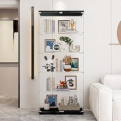 nifoti 74" H 5-Shelf Glass Display Cabinet with