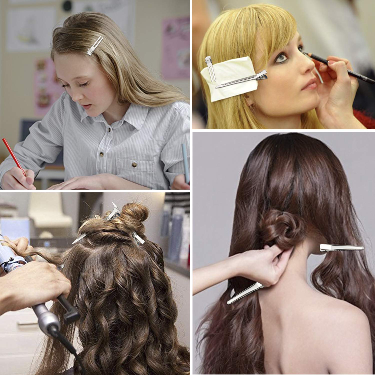 EAONE 60 Pieces Alligator Hair Clips, Hair Bow Clips Duck Bill Metal Hair Clip Professional Sectioning Clips Hairpins Assorted Size(1.80 Inch, 2.36 Inch, 3.5 Inch) for Salon Women Girls Bows DIY Accessories : Beauty