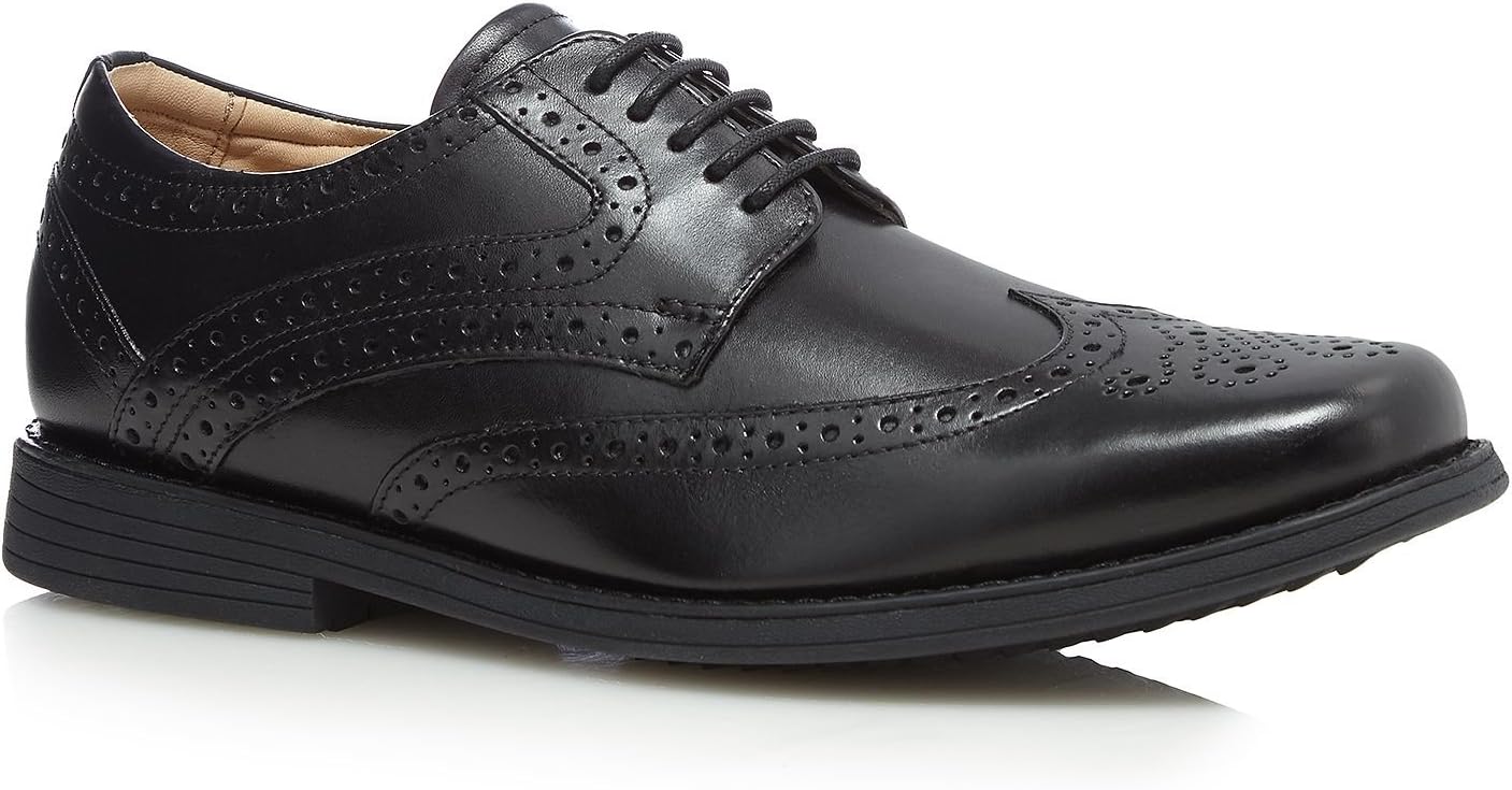 Henley Comfort Men Black Leather Brogues