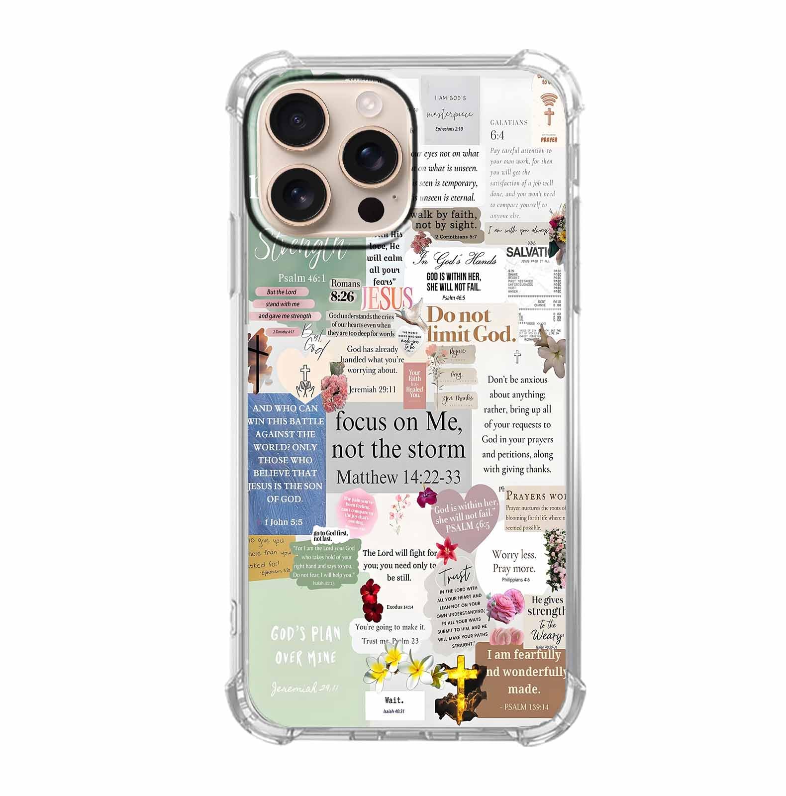 mehidpur Christian Quotes Aesthetic Vintage Jesus Bible Verse Collage Pattern,Soft TPU Bumper Case for iPhone 16 Pro,#2