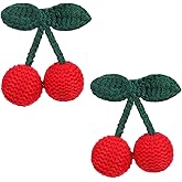 2Pcs Girls Hair Clips, Handmade Crochet Sweet Cherry Shape Hair Barrettes Cherry Claw Clips Cherry Hair Accessories Handmade Crochet Cherrys Accessories Hand-Woven Creative Hairs Slide or Women Hairs
