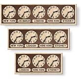 monastar Worldtime Wall Clock with City, State, Country or Time Zone Name 2-5 Dials, Family Multitime Timezone World Time Clock, Custom Personalized Office Clock