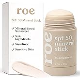 Roe Wellness- Mineral Sunscreen Stick SPF 50 Reef Safe Roll-On Clean Ingredients Zinc Oxide Sun Protection | Face & Body UVA & UVB | Great For Kids, Toddlers, Newborns & Adults