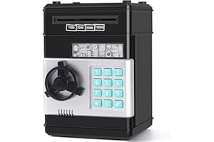 KMiKE Electronic Piggy Bank for Kids Cash Cartoon ATM Money Saver Bank for Kids with Password Great Gift Toy for Kids Children (Black)