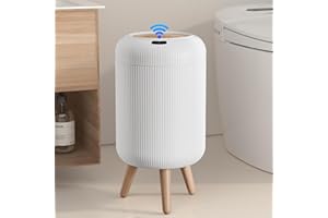 onlcuk Automatic Motion Sensor Bathroom Trash Can with Lid, 3 Gallon / 11L Touchless Trash Garbage Bin with Removable Legs for Kitchen, Bedroom, Office, Small Trash Cans Trashcan Wastebasket-White