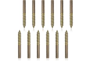 LOUZAGO 12 Pcs Hanger Bolts, M4 x 30mm Double Headed Screws Self-Tapping Wood Dowel Screw for Furniture (M4 x 30mm)