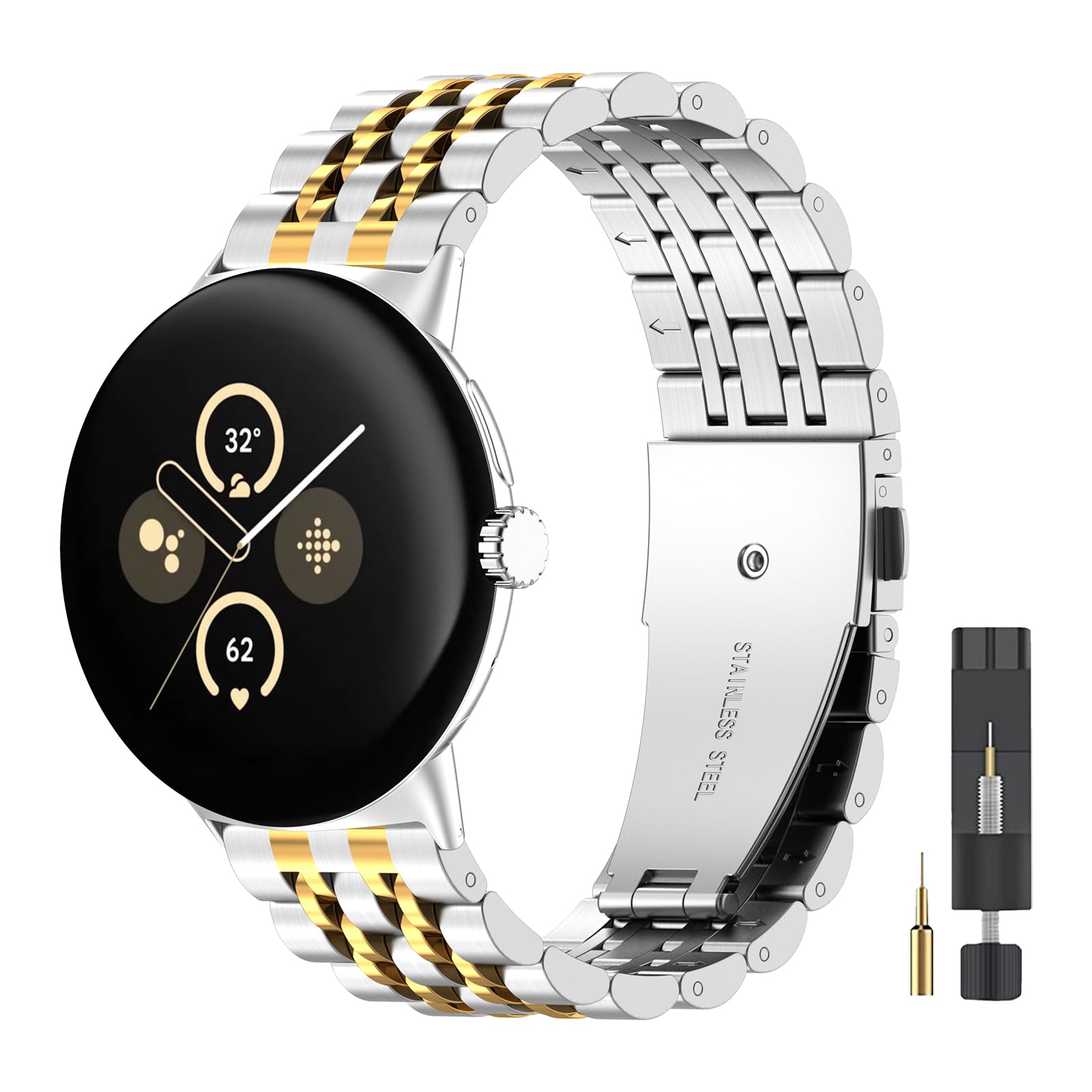 ZPJPPLX Stainless Steel Metal Watch Band Compitaple with Google Pixel Watch1/Pixel Watch 2/Pixel Watch 4/3 41mm 45mm