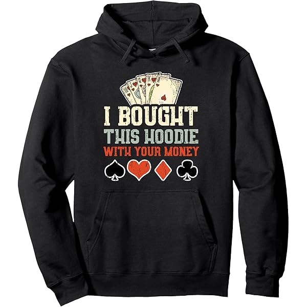 Sweat à Capuche Poker Texas Hold'em - I'M ALL IN - Fruit Of The Loom Noir