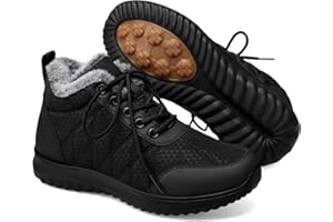 SHIBEVER Snow Boots for Women Winter: Warm Fur Lined Ankle Snow Booties Anti-Slip Waterproof Comfortable Outdoor Winter Shoes