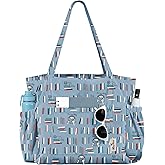 Miss Adola Large Corduroy Tote Bag for Women - Cute Shoulder Reusable Canvas Bags with Zipper Multi-Pocket for School