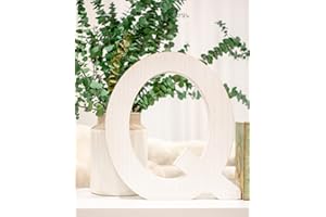 BarnwoodUSA LLC Rustic Large Alphabet Letters, Standing Wooden Monogram for Mantel & Fireplace Decor, White Wash Wall Letter Blocks (Q - 15.75")