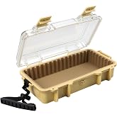 Hlotmeky Waterproof Dry Box Tactical Desert Tan Watertight Storage Box | Floating Hard Protective Case, Watertight Container for Kayaking and Boating, 10" L x 5" W x 2.5" H