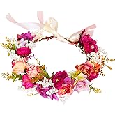 Vivivalue Floral Crown Girl Floral Headband Flower Headpiece Halo Wedding Party Photos