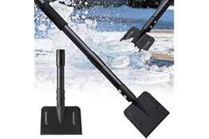 Heavy Duty Snow Shovel Ice Scraper 67" Adjustable Long Handle,Cleaning Flat Shovel Ice Chopper for Driveway Sidewalk Walkway,