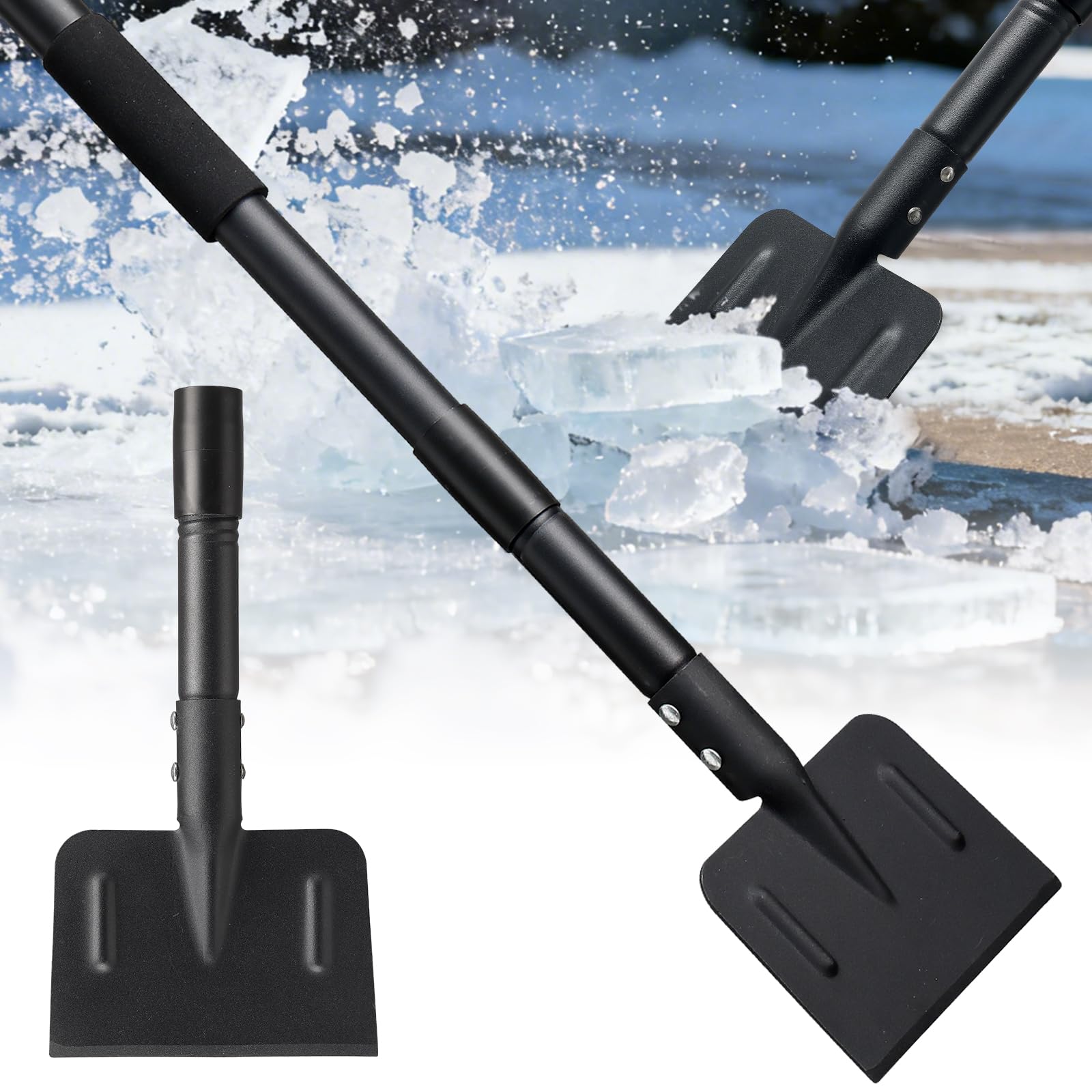 Photo 1 of **POLES ONLY/MISSING SCRAPERS***Heavy Duty Flat Shovels Ice Scraper - 67" Long Handle Winter Ice Remover Chopper for Outdoor Floor Freezer,Concrete Tile Cleaning, Metal Snow Removal Scrapers for Driveway & Sidewalk