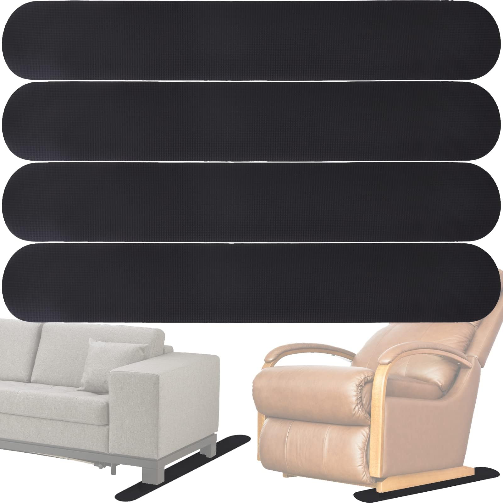 Photo 1 of 4 Pack Anti-Slip Furniture Rail Pads,Non Skid Furniture Pads for Recliners, Furniture Grippers, Gripper Pads, Furniture Pads for Hardwood Floors and Carpet,for Recliners,Sofa,couches,Chairs (30.7inch)