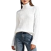 DAIMIDY Women's Cable Knit Turtleneck Sweater Long Sleeve Lightweight Knit Pullover Tops Fall Fashions