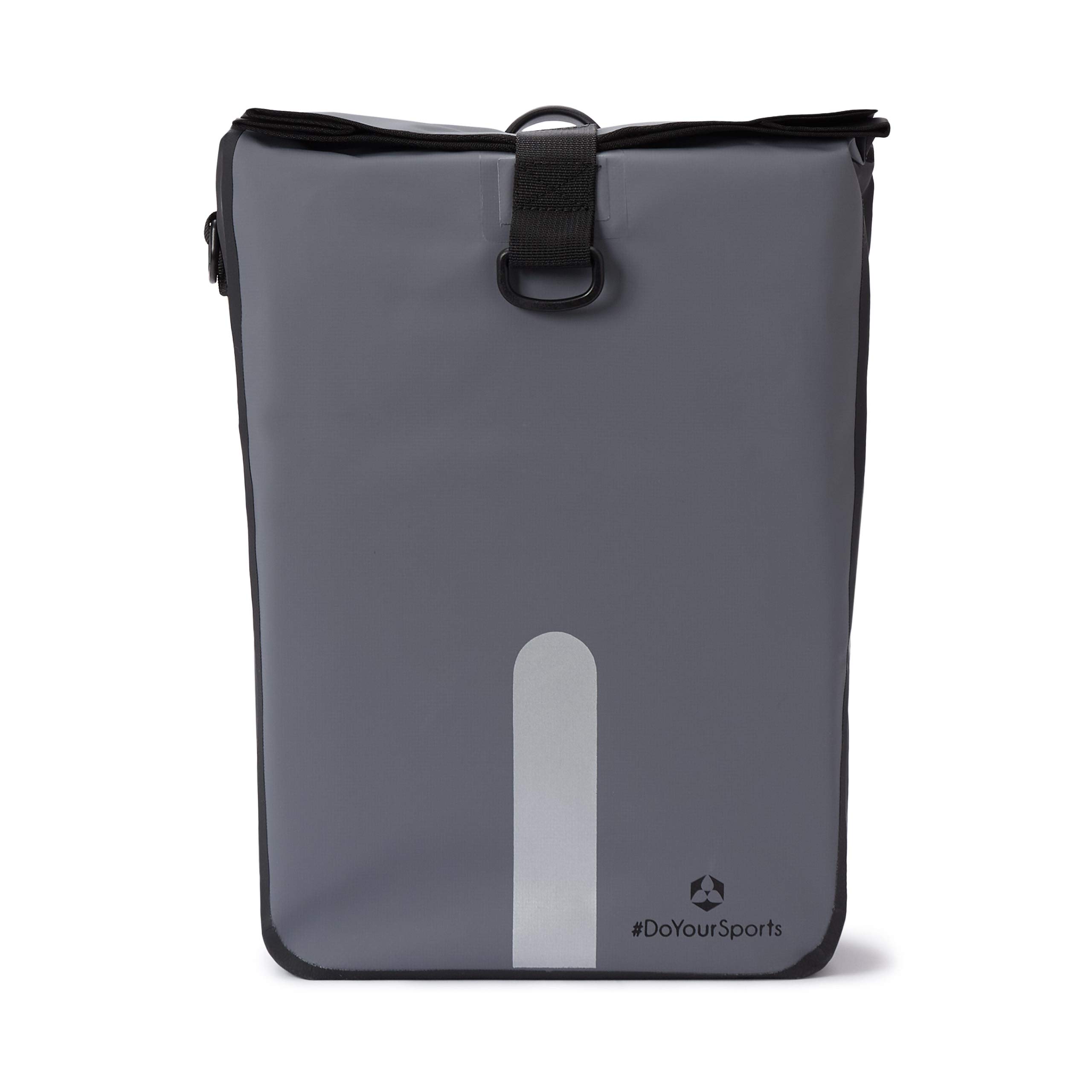 #DoYourOutdoor 3-in-1 Rear Bicycle Bag with Practical Quick Connection System for Pannier Rack, Waterproof and Reflective, 21 Litre Rolltop Bicycle Bag with Shoulder Strap, Carry Handle, Grey