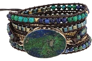 Plumiss Women Boho Handmade Natural Stone Crystal Leather Bead Wrap Bracelets Collection