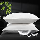 Ivellow Goose Feather Pillow King Size Set of 2 Hotel White Goose Down Bed Pillows for Sleeping 100% Cotton Pillow Cover Luxury Cloud Soft Breathable Fluffy Pillow for Back, Side, Stomach Sleepers
