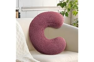 huraty Lambs Wool Letter Pillow Alphabet C Decorative Throw Pillow Soft Plush Cushion Novelty Nursey Playroom Decor (C, 14.9" Lx11.8 W)