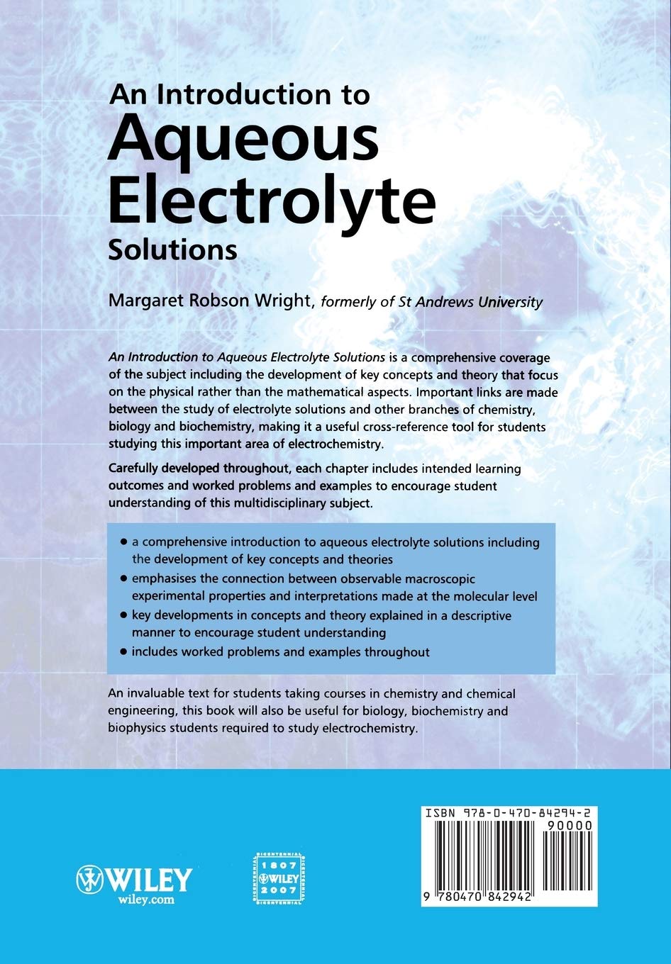 Amazon An Introduction To Aqueous Electrolyte Solutions Wright Margaret Robson Chemistry