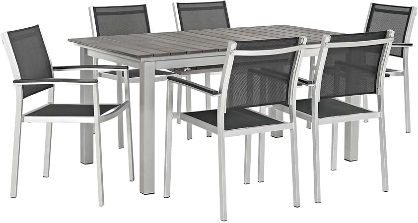 Amazon Com Modway Shore 7 Piece Aluminum Outdoor Patio Furniture