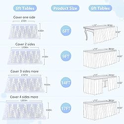 Shillance 9ft White Tulle Table Skirt for Rectangle