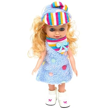 Baybee Carol Handmade Realistic Baby Girl Vinyl Doll Rotatable Legs Arms with Removable Clothes Beautiful Fashion Doll Set 25CM Baby Dolls for Girls- Blue