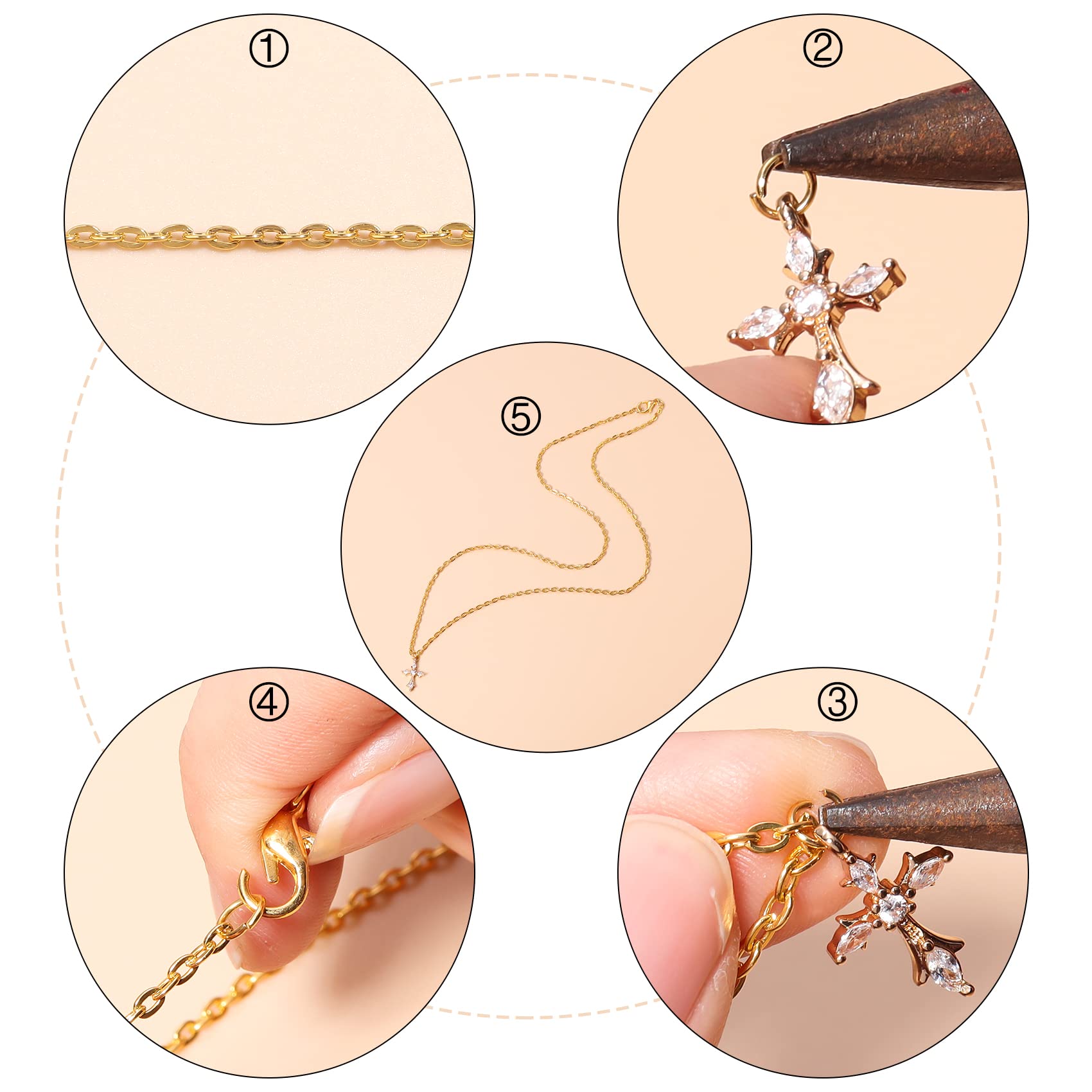 Forise 24 Pack Necklace Chains Bulk 2mm Gold and Silver Alloy Cable Links Chains for DIY Jewelry Making 18 Inches