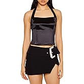 Forever 21 Womens Satin Halter Crop Top