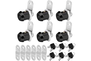 Sissinda Cam Locks RV Storage Keyed Alike, 5/8" Fits 3/8" Max Door Thickness, Compartment Locks for Camper Trailer Cabinet With Keys (Black, 6 Pack)