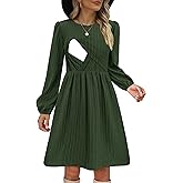 CzzzyL Women Nursing Dress Long Sleeve Round Neck Maternity Flowy Knee Length Babydoll
